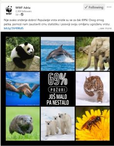 WWF primjer objave na LinkedIn stranici