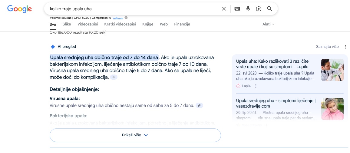 kako izgleda Google AI Overviews
