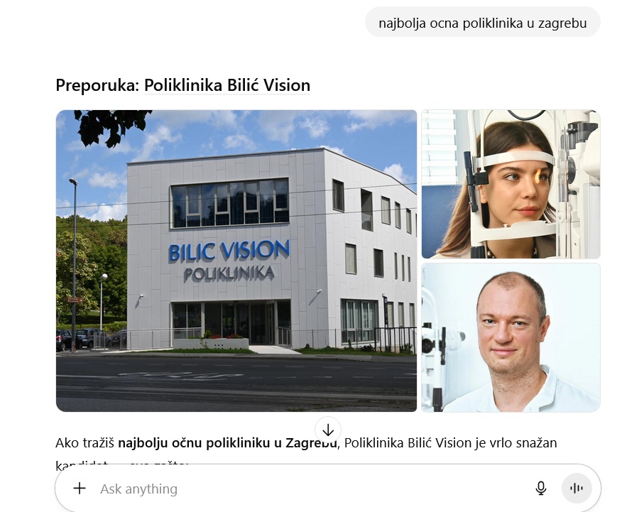 Prvi odgovor na CHATGPT-u
