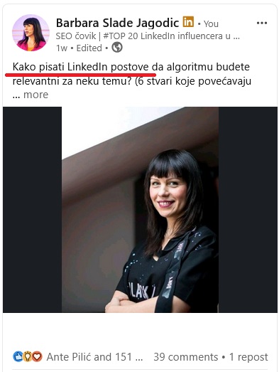Prva rečenica na LinkedInu- hook za engagement i AI