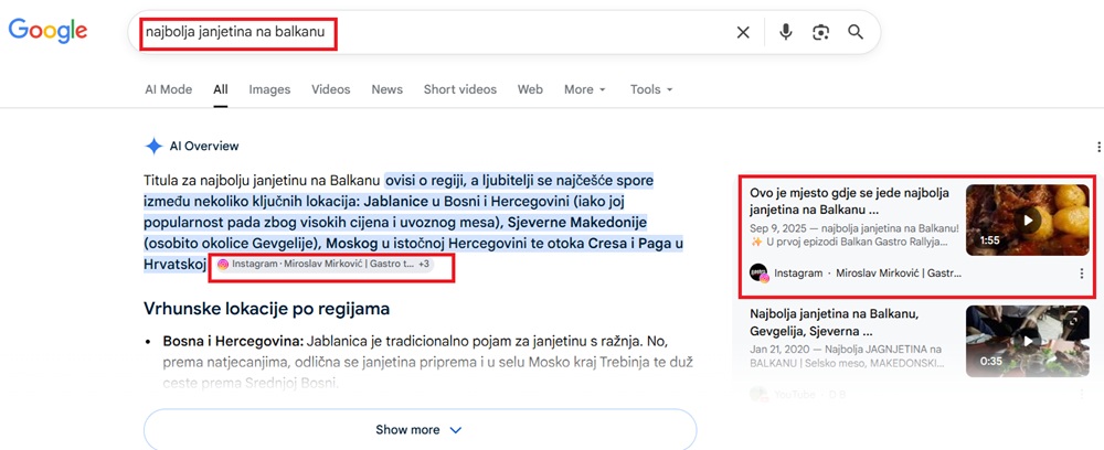 Instagram SEO primjer